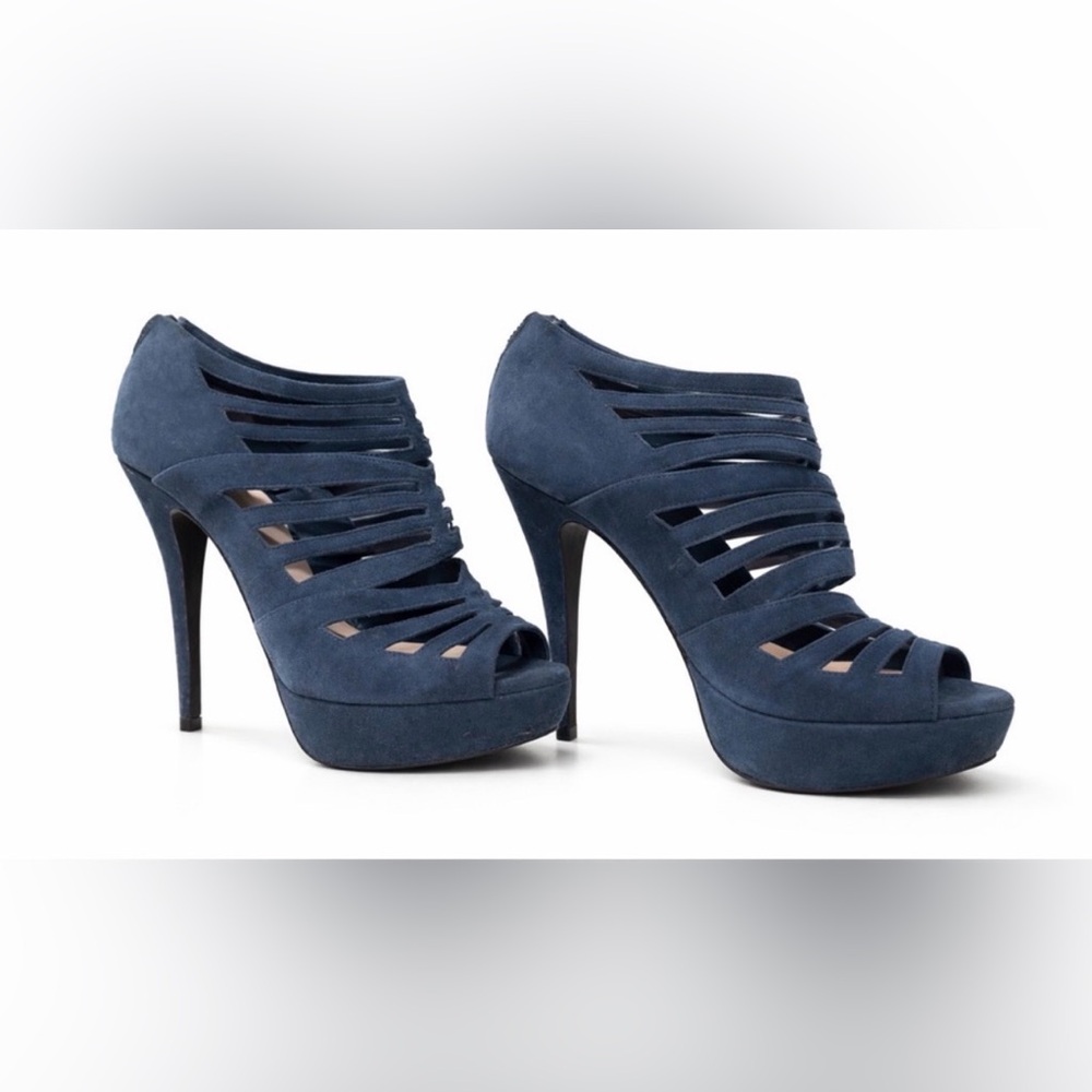 MIU MIU Suede Platform Dark Blue Heels EU38 US8 $749